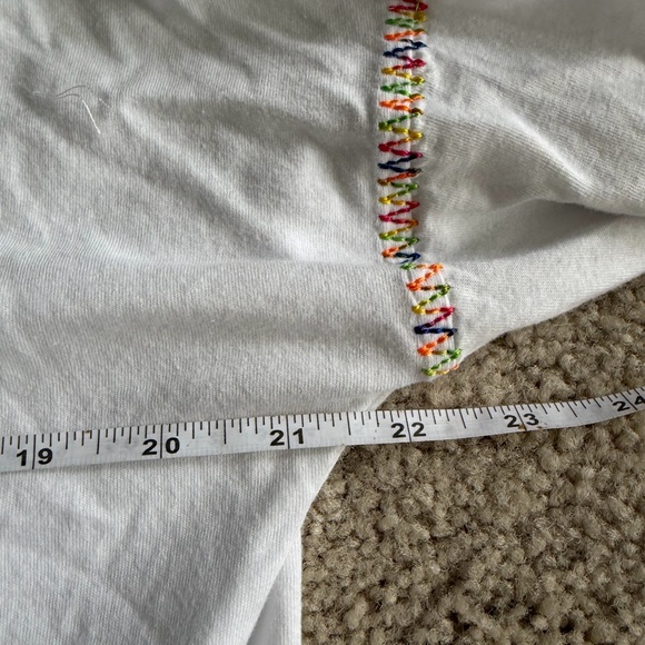 Lisa Todd white Top preppy Comfort cotton snitched long sleeve size small - Picture 12 of 13